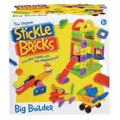 sticklebricks Big Builder Konstruktionsset, Über 125 Teile, Fördert Kreativität & Motorik, Sicher & langlebig, Praktische Aufbewahrung, Für Kinder ab 18 Monaten