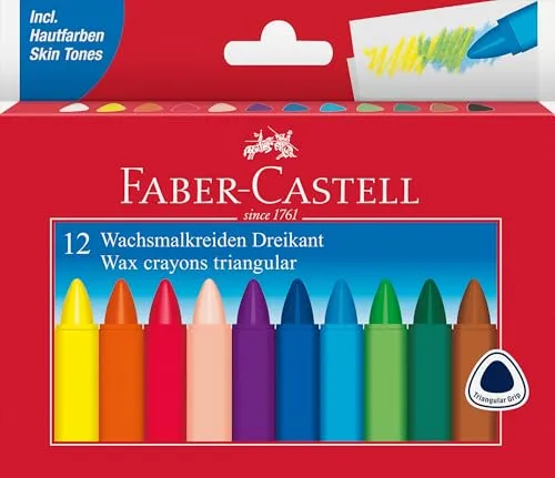 FABER-CASTELL 120010 Dreikant Wachsmalstifte von Faber-Castell