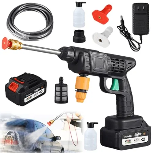 1200mAh Akku Hochdruckreiniger, Akkus 12V Akku Druckreiniger, Tragbarer Hochdruckreiniger, 30Bar Akku Druckreiniger Wasserpistole, Mobiler Hochdruckreiniger für Auto, Terrasse, Fenster, Rasen, Pool