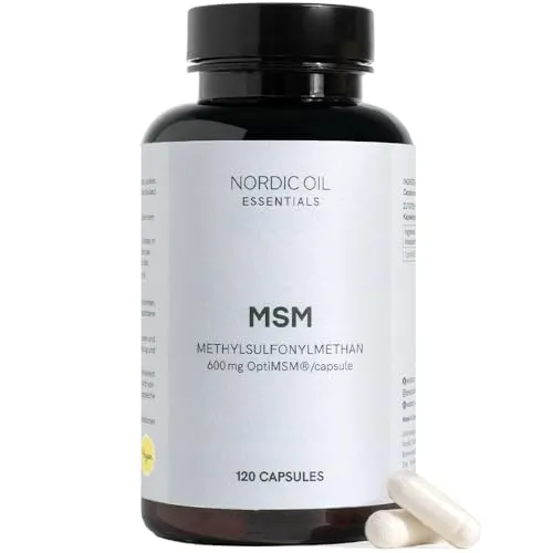 MSM Kapseln | 120 Kapseln mit 100% reinem OptiMSM® | Hochdosiert mit 600 mg je Kapsel | Für Gelenke & Regeneration | Laborgeprüft & vegan | Nordic Oil