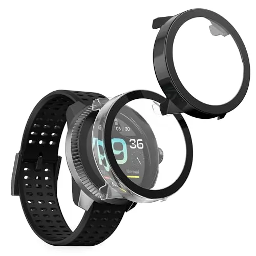 kwmobile 2X Glas Hülle für Suunto Race S Schutzhülle - Fullbody Fitnesstracker Case Set aus Glas - Transparent Schwarz