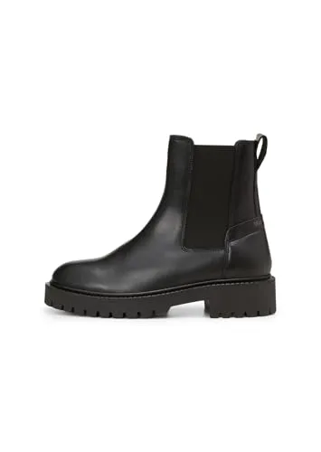 MARC O'POLO Chelsea Boots aus edlem Rindleder, Damen, Gr. 37, schwarz - Wanderschuhe aus hochwertigem Rindleder mit rutschfester Laufsohle und Memory Foam Innensohle für optimalen Komfort. Stilvoll und vielseitig, ideal für Büro und Freizeit.