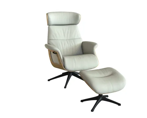 FLEXLUX Relaxsessel Clement Rücken u. Kopfverstellung, ergonomisch, Airchannels, Rücken- & Kopfteilverstellung, Drehbar, Armlehne Eiche, Fuß Schwarz