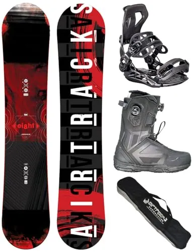 Airtracks Snowboard-Set Herren Snowboard Wide Eight Freestyle Freeride 160 - Snowboard Bindung Master - Softboots Master Pro Dual ATOP 45 - SB Bag