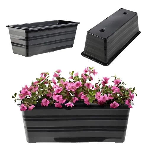 KADAX Blumenkasten 40 cm Anthrazit, Balkontopf aus Kunststoff, Witterungsbeständiger Pflanz-Kasten, Blumentopf, Geländerkasten für Blumen, Kräuter