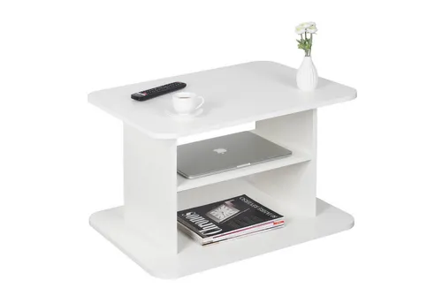 RICOO Couchtisch WM094-WM, Weiß matt - Couchtisch mit praktischem Stauraum, ideal für Wohnzimmer und Beistelltisch, Maße: 69x50x45 cm, modernes Design in Weiß matt.