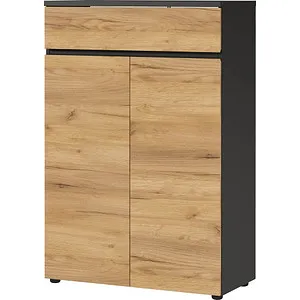 Germania Aktenschrank Lissabon, 4265-549 aus Holz, 80x120x40cm - Büroschrank mit 2 Ordnerhöhen, griffloses Design und Türdämpfung. Hochwertige melaminharzbeschichtete Spanplatte, ideal für ein modernes Büro.