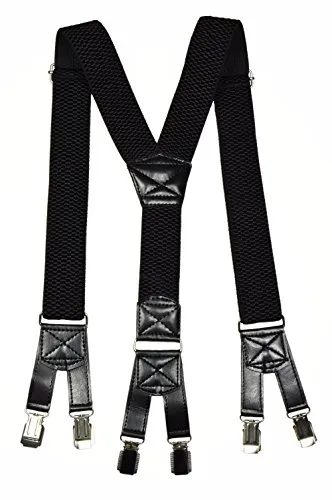 Olata Heavy Duty Hosenträger Y Form mit längenverstellbaren Trägern und 6 Metallclips – 4 cm. Schwarz