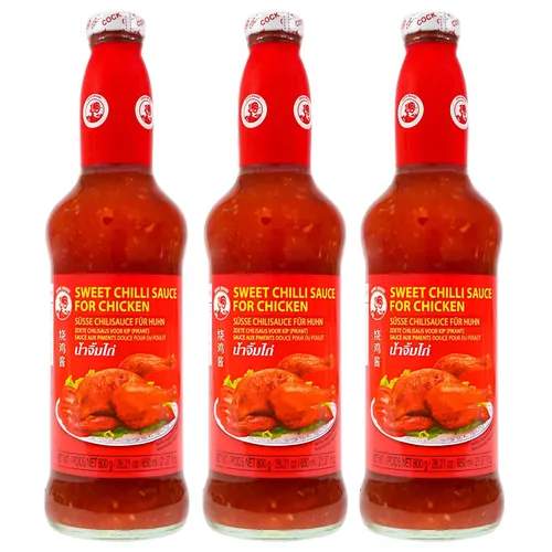 3x800g Cock Süsse Chilisauce Sweet Chili Sauce für Huhn, Frühlingsrollen etc.