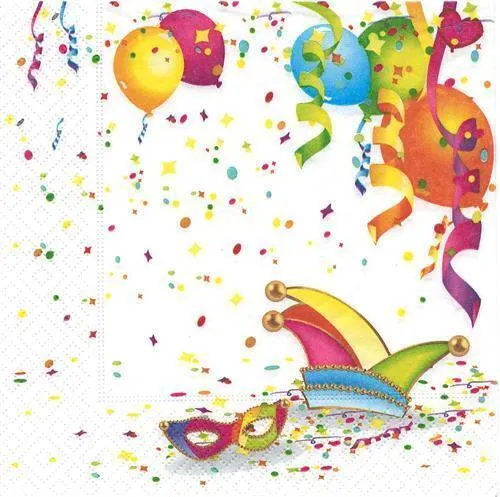 Servietten It´s Party Time - Fasching Karneval Konfetti Ballons bunt 33x33cm 20