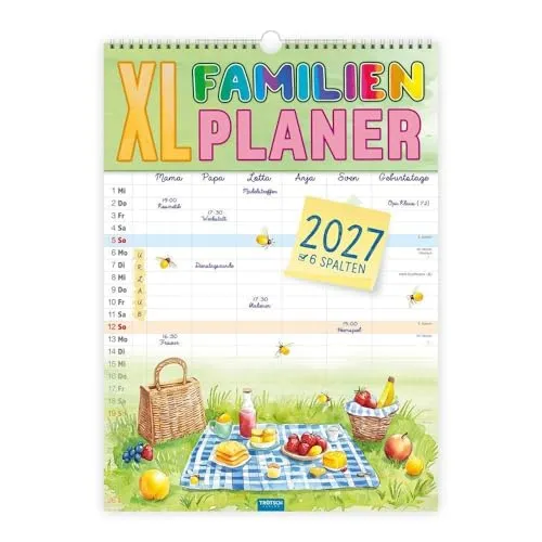 Trötsch Großbildkalender XL Familienplaner 2027 mit 6 Spalten: Wandkalender
