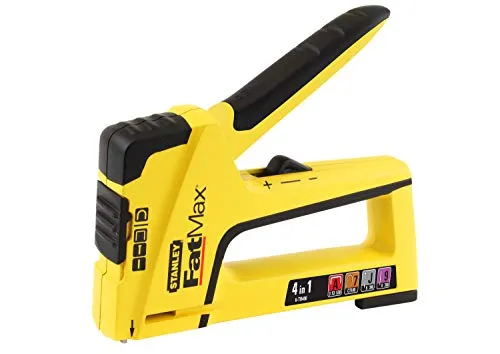 Stanley Fat Max Handtacker 4-in-1 TR400 - Vielseitiger Tacker für Feindrahtklammern, Nägel und Stifte. Robustes Gehäuse und leichtes Befüllen machen ihn ideal für Heimwerkerprojekte.