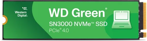WD 1 TB M.2 PCIe Gen4 NVMe Green SN3000 - Festplatte M.2 mit 1 TB, blitzschnelle Lesegeschwindigkeit von bis zu 5000 MB/s für reibungsloses Arbeiten und schnelle Datenübertragungen. Ideal für Upgrades in dünnen Laptops und kompakten Computern.