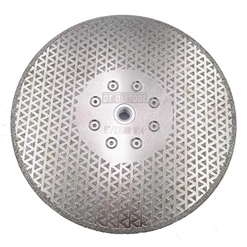 DT-DIATOOL Diamantscheibe 230 mm x M14 Doppelseitig Galvanisch Trennscheibe und Schleifscheibe für Harte Fliesen Keramik Feinsteinzeug Granit Marmor