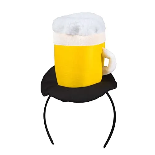 Boland 54244 - Haarreif Prost, Tiara mit Bierglas, Kopfschmuck, Accessire, Volksfest, Kostüm, Karneval, Mottoparty, Gelb
