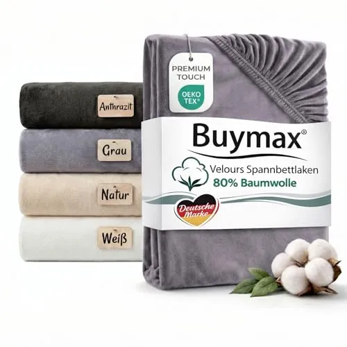 Premium Baumwoll Velours Spannbettlaken 90x200 cm – Anthrazit-grau, Samtig Weich mit Cashmere Touch - Luxuriöses Spannbettlaken aus 80% Baumwolle und 20% Polyester für ein angenehmes Schlafklima. Faltenfreier Sitz dank Rundumgummi, ideal für Matratzen bis 25 cm Höhe. Pflegeleicht und bügelfrei, für stilvolle Schlafzimmergestaltung.