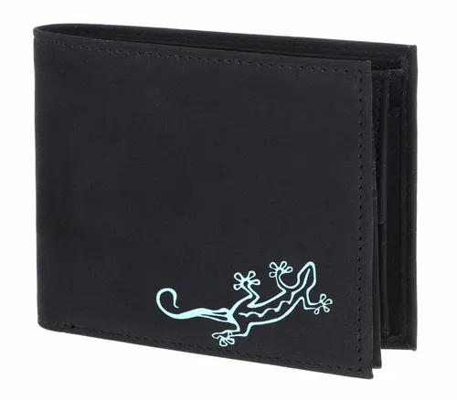 Oxmox Geldbörse New Cryptan Querscheinbörse Lizard Print Cyan Black - Damen-Geldbörse im Querformat mit strapazierfähigem Lizard Print, wasserfest und langlebig. Viele Fächer für optimale Organisation. Maße: 12 x 10 x 2 cm.