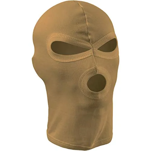 MFH Balaclava, 3-Loch, dünn, 100% Baumwolle (DE/NL/SE/PL, Alphanumerisch, Einheitsgröße, Coyote tan)