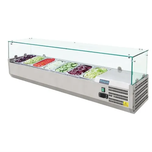 Polar Serie G Aufsatzkühlvitrine 7 x GN1/4 aus Edelstahl