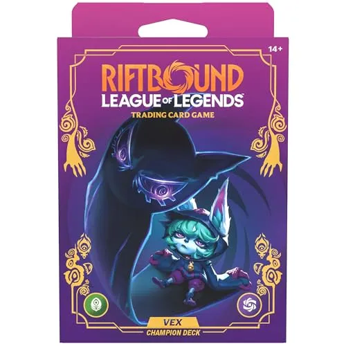 Riftbound TCG League Of Legends Champion Deck - Starter Mazzo VEX ENG - Entdecken Sie das Vex-Champion-Deck für Riftbound, perfekt für Einsteiger. Tauchen Sie ein in strategisches Gameplay und erleben Sie packende Duelle!