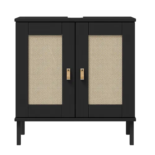 Woodroom Waschbeckenunterschrank Valencia - Eleganter Massivholzschrank - Waschbeckenunterschrank aus hochwertiger Kiefer, modern lackiert und mit 2 Türen sowie 1 Einlegeboden für optimalen Stauraum im Badezimmer.