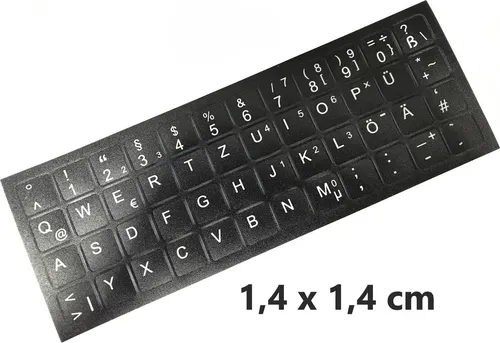 1,4 cm x 1,4 cm DEUTSCHE Tastaturaufkleber MATT 48 Tasten Selbstkleben kompatibel für Laptop, PC, Notebook