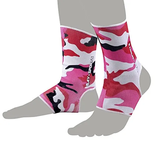 BAY Sport Camouflage 2X elastische Fußbandagen(pink schwarz M) Fußgelenkbandagen 1 Paar, schwarz