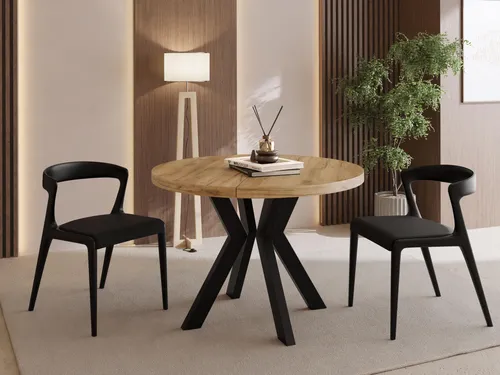 Runder Ausziehbarer Esstisch Savio 100-200 cm – Platz für 5-10 Personen, mit stabilen Holzbeinen – Modern für Esszimmer & Wohnzimmer - VIELSEITIGER AUSZIEHTISCH – Ideal für gesellige Abende oder den täglichen Gebrauch. Mit robusten, schwarzen Buchenholzbeinen und pflegeleichter Tischplatte ist der Tisch sowohl funktional als auch stilvoll. Perfekt für jedes Zuhause.