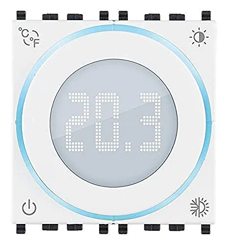 VIMAR 02970.B Roll-Thermostat ON/OFF - Steckdosen & Zubehör – Hochwertiger Roll-Thermostat mit LED-Hintergrundbeleuchtung, kompatibel mit Eikon, Arké, Plana und einfach zu programmieren für Heizungs- und Kühlsysteme.