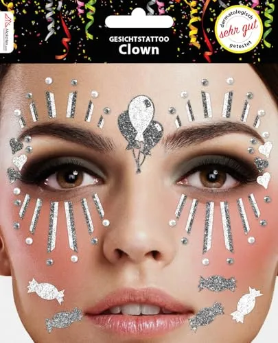 Gesichtstattoo in silber von Makotex