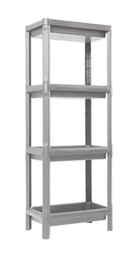 Ondis24 Badregal 38 x 23 x 100 (H) cm, Kunststoffregal, Steckregal, Badezimmerregal, Haushaltsregal schmal, 4 Böden (Grau)