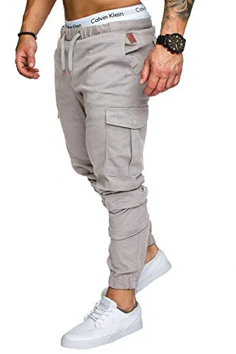 Amaci&Sons Jogger Cargo Herren Chino Jeans Hose 7001 Hellgrau W38