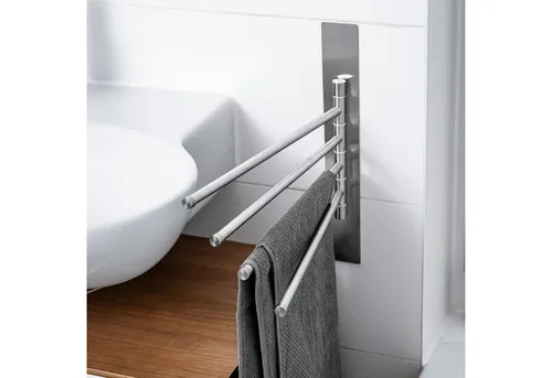 ELMOWO Handtuchhalter 4-armig - Handtuchhaken aus rostfreiem Edelstahl, schwenkbar und ohne Bohren, ideal für flexibles Aufhängen und Trocknen von Handtüchern.