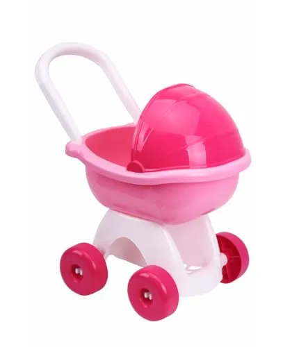 FANCY Puppenwagen Rosa für 36 cm Puppe, Puppenbuggy Pink Stabiles & Leicht, Ideal ab 3 4 5 Jahren – Kinderspielzeug für Mädchen & Rollenspiel