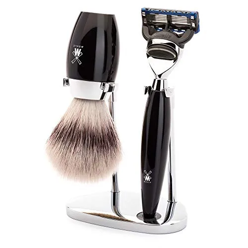 MÜHLE Rasierset - Kosmo Serie - Silvertip Fibre mit Gillette-Klingen - Hochwertiges Rasierset mit Silvertip Fibre Rasierpinsel, geeignet für Gillette-Klingen. Elegantes Design, ideal für die tägliche Pflege und als Geschenk, gefertigt in Deutschland.