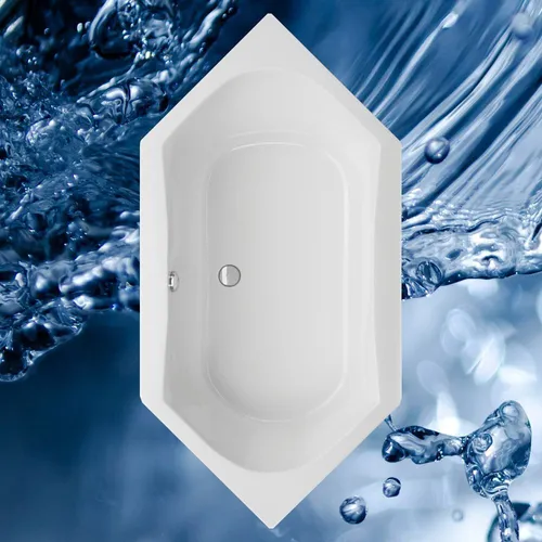 Badewanne 200x100 cm INA mit höhenverstellbaren Füßen - Geräumige 6-Eck-Badewanne mit komfortabler Eintauchtiefe, ideal für kleine Badezimmer. Hohe Qualität in Weiß, für eine entspannende Auszeit.