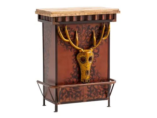 massivum Bartisch Hollowhorn – Schmaler Stehtisch aus Metall und Holz - Eleganter Bartisch mit einer Breite von 75 cm und einer Höhe von 100 cm. Ideal für gesellige Abende, gefertigt aus hochwertigem Metall und lackiertem Mangoholz. Lieferung erfolgt aufgebaut.