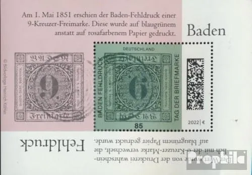 Prophila Collection BRD (BR.Deutschland) Block90 (kompl.Ausg.) postfrisch ** MNH 2022 Tag der Briefmarke (Briefmarken für Sammler) Marke auf Marke
