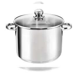 Kopf Kochtopf Grandis 26 cm, Edelstahl, 10 Liter - Kochtöpfe, langlebiger Edelstahl mit Glasdeckel und Dampfabzug, ideal für große Portionen und vielseitiges Kochen.