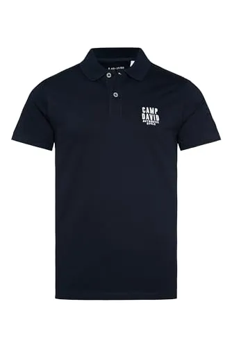 Camp David Herren Basic Pikee-Polo mit Logo-Stickerei von CAMP DAVID