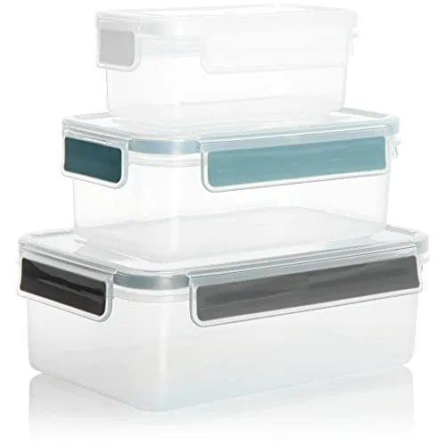com-four® 3-teiliges Frischhalte-Dosen Set, Vorratsdosen aus Kunststoff | Aufbewahrungsbox mit Deckel