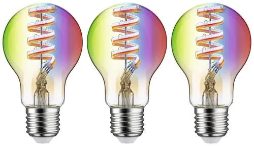 Paulmann 29163 Home LED-Leuchtmittel E27 6.3W RGBW Gold - Energiesparlampen im praktischen 3er-Pack mit Vintage-Design und RGBW-Funktion. Steuerung per App oder Sprachbefehl für individuelle Lichtstimmungen.