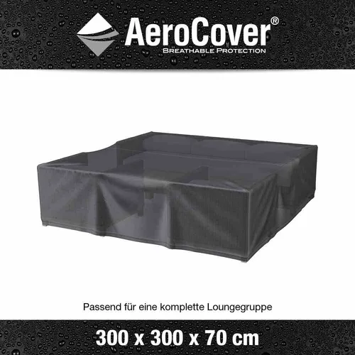 AEROCOVER Atmungsaktive Schutzhülle für Lounge-Sets 300x300xH70 cm - Schutzhülle für Gartenmöbel aus atmungsaktivem, wasserabweisendem Ripstop Polyester, schützt vor Mehltau und Schimmel und verlängert die Lebensdauer Ihrer Lounge-Sets.
