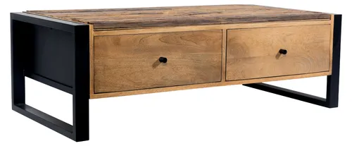 DELUKE Couchtisch LIV aus Mangoholz in Schwarz Matt 40x60x120cm