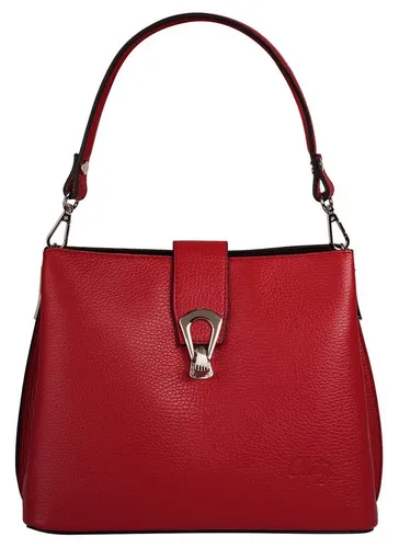Umhängetasche CLUTY - Damen Leder Tasche, rot, Made in Italy - Elegante Umhängetasche aus 100% Rindleder, ideal für jede Gelegenheit. Das Hauptfach bietet Platz für Essentials und der abnehmbare Schultergurt sorgt für Tragekomfort. Handgepäcktauglich und mit Drehverschluss.