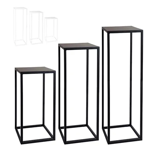 Natural Goods Berlin 1x Blumenständer Metall schwarz 50 cm / eckiger Deko Pflanzenständer / Blumenhocker Outdoor wetterfest, stabil & pflegeleicht - ideal als Blumenständer für Draußen & Innen