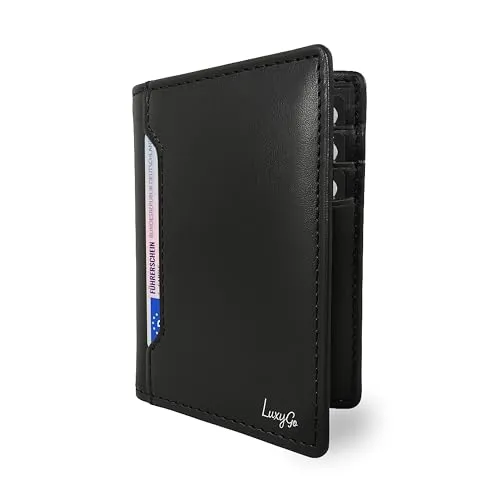 LuxyGo Herren-Geldbörse aus echtem Leder – Kompakter RFID-Schutz Kreditkartenhalter – Kleine Brieftasche aus Leder – Langlebig & elegant – Geschenk für Herren