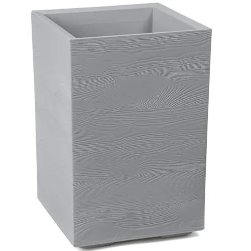 HowHomely Blumentopf Grau 59 x 40 x 40 cm Pflanzkübel Groß Außen - Pflanzkasten auf Rollen mit Abflussstopfen - Pflanzkübel Rechteckig Holz für Garten und Terrasse