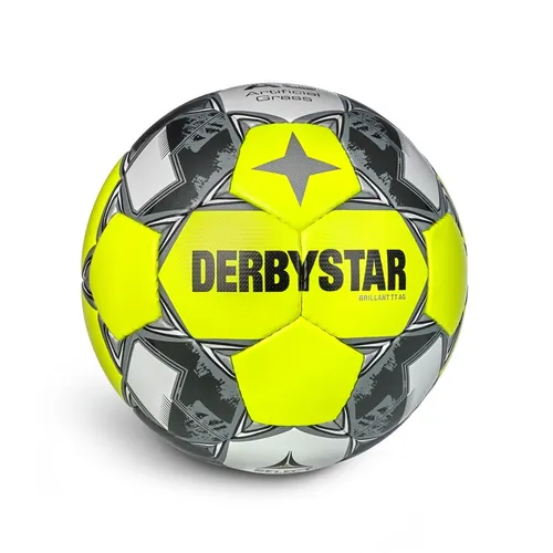 DERBYSTAR Brillant TT AG V24 Kunstrasen gelb/silber - Größe 5 - Hochwertiger Fußball für Kunstrasen, bietet zusätzlichen Komfort und ist besonders langlebig.