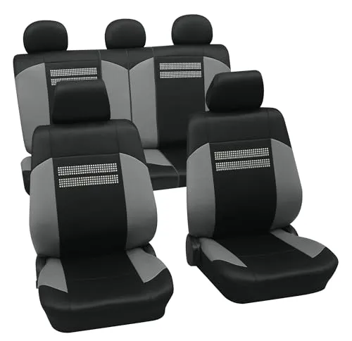 PETEX Auto Sitzbezüge Universal Komplett Set 15-teilig - Fashion grau, Eco Class mit SAB 2 Vario Plus